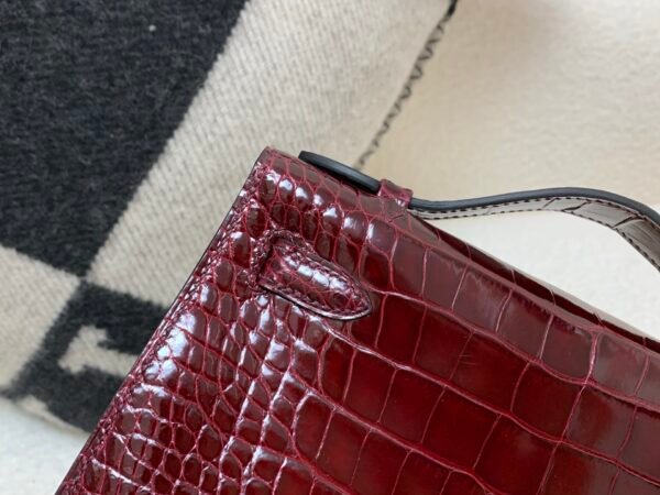 Kelly Pochette 22CM 57 Bordeaux American Alligator Gold Hardware