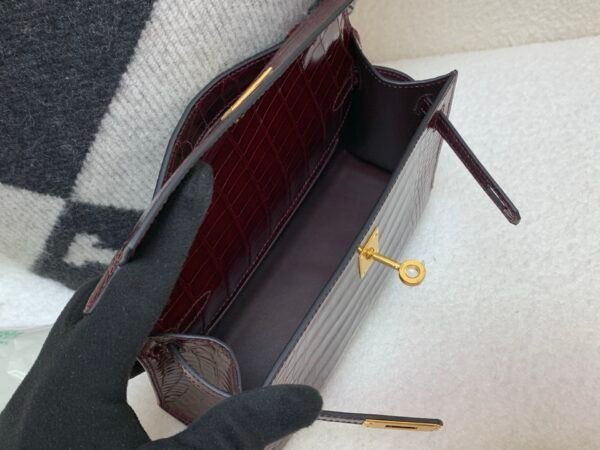 Kelly Pochette 22CM 57 Bordeaux American Alligator Gold Hardware