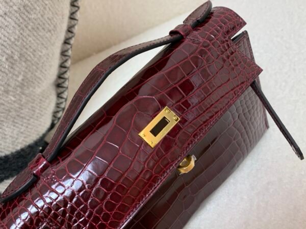 Kelly Pochette 22CM 57 Bordeaux American Alligator Gold Hardware