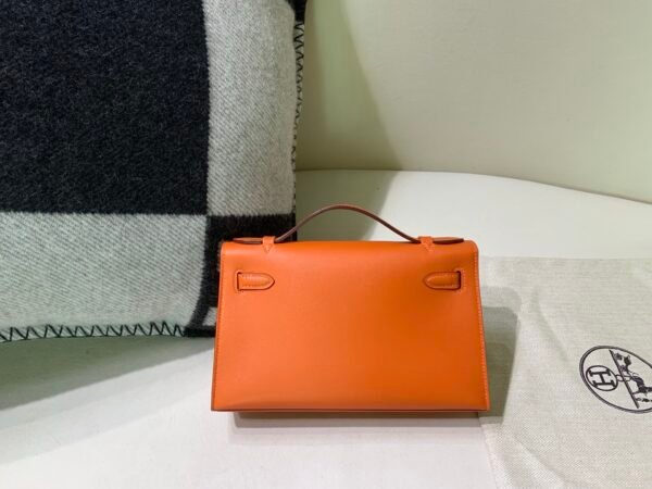 Global Sales Kelly Pochette 22CM Swift Leather Gold Hardware 93 Orange
