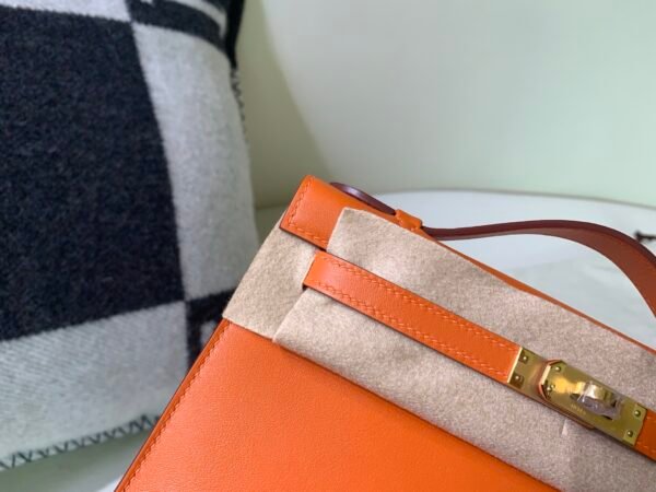 Global Sales Kelly Pochette 22CM Swift Leather Gold Hardware 93 Orange