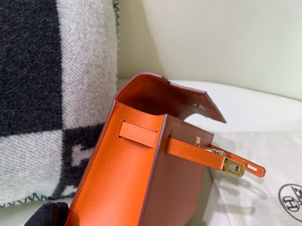 Global Sales Kelly Pochette 22CM Swift Leather Gold Hardware 93 Orange