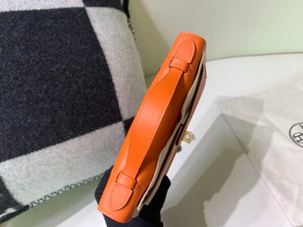 Global Sales Kelly Pochette 22CM Swift Leather Gold Hardware 93 Orange