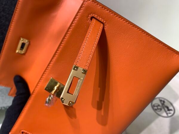 Global Sales Kelly Pochette 22CM Swift Leather Gold Hardware 93 Orange