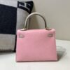 Kelly 25CM Chevre Leather 3Q Rose Saiura 80 Gris Perle Full Handmade