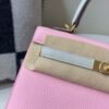 Kelly 25CM Chevre Leather 3Q Rose Saiura 80 Gris Perle Full Handmade