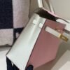 Kelly 25CM Chevre Leather 3Q Rose Saiura 80 Gris Perle Full Handmade