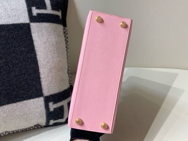 Kelly 25CM Chevre Leather 3Q Rose Saiura 80 Gris Perle Full Handmade