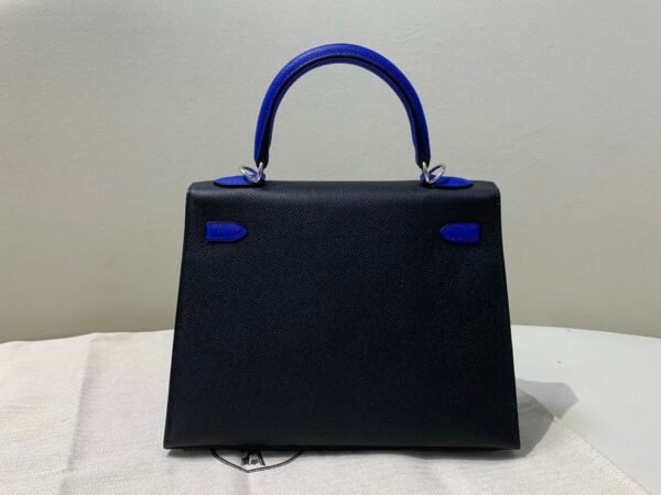Full Handmade Kelly 25CM Epsom Leather 89 Nior 7T Bleu electrique