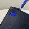 Full Handmade Kelly 25CM Epsom Leather 89 Nior 7T Bleu electrique
