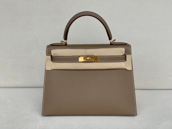 Handmade Kelly 28CM 8C Gri Elephant Epsom Leather Gold Hardware