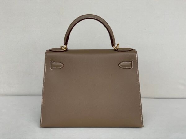 Handmade Kelly 28CM 8C Gri Elephant Epsom Leather Gold Hardware