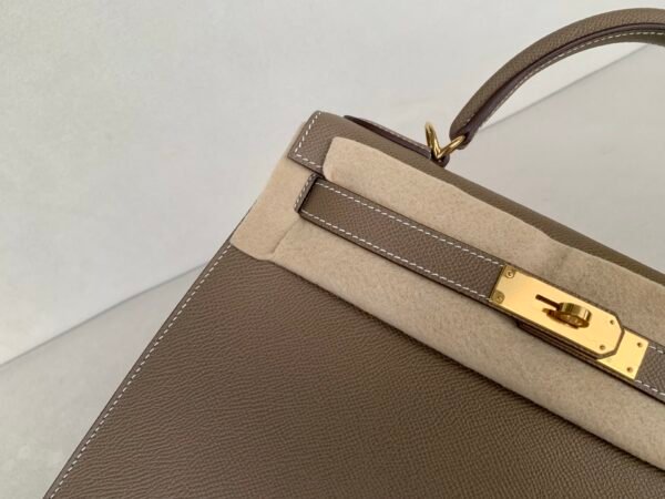 Handmade Kelly 28CM 8C Gri Elephant Epsom Leather Gold Hardware
