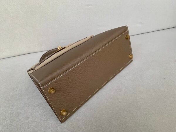 Handmade Kelly 28CM 8C Gri Elephant Epsom Leather Gold Hardware