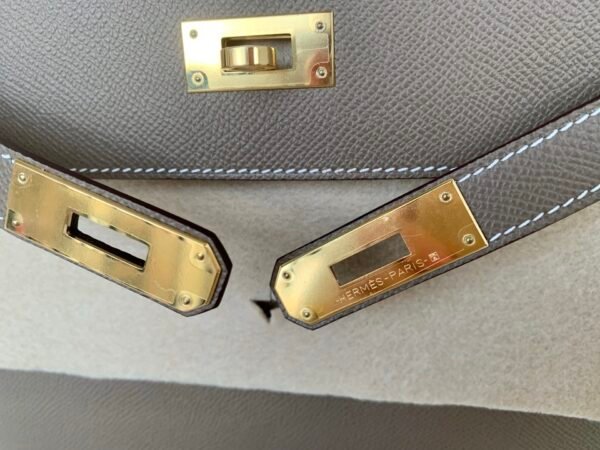 Handmade Kelly 28CM 8C Gri Elephant Epsom Leather Gold Hardware