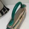 Kelly 28CM New Arrival 81 Gris Tourterelle 6Q Vert Emeraude Porosus Leather GHW