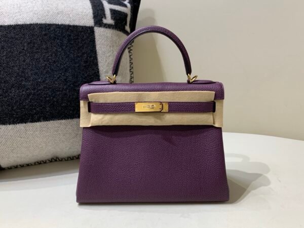 Top Quality Kelly 28CM 59 RAISIN Togo Leather Gold Hardware