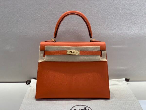 Original Quality 1:1 To Make Kelly 25CM 93 Orange Epsom Leather GHW