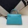 Mini Kelly 19CM Alligator Skin 7F Bleu Paon Full Handmade Silver Hardware