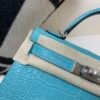Mini Kelly 19CM Alligator Skin 7F Bleu Paon Full Handmade Silver Hardware