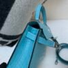 Mini Kelly 19CM Alligator Skin 7F Bleu Paon Full Handmade Silver Hardware