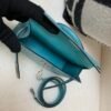 Mini Kelly 19CM Alligator Skin 7F Bleu Paon Full Handmade Silver Hardware