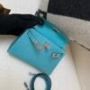 Mini Kelly 19CM Alligator Skin 7F Bleu Paon Full Handmade Silver Hardware