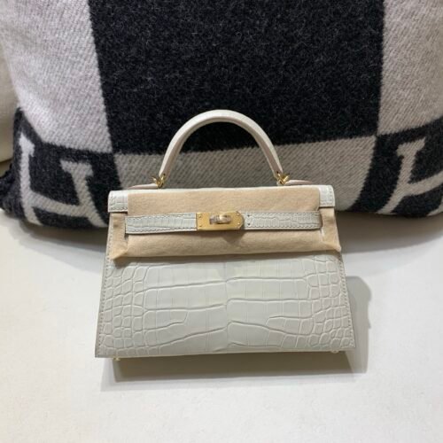 Nice Handbag Mini Kelly 19CM 8L Alligator Skin Gold Hardware
