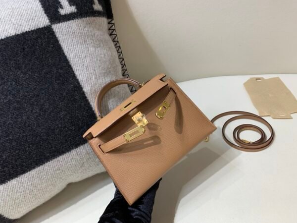 Top Quality Mini Kelly 19CM Chevre Leather 2J Gold Hardware