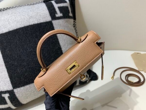 Top Quality Mini Kelly 19CM Chevre Leather 2J Gold Hardware