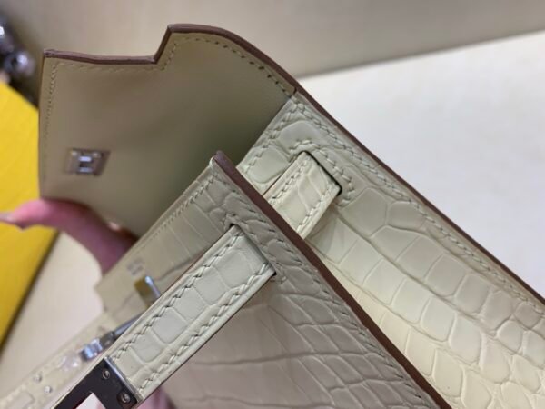 Mini Kelly 19CM Alligator Skin Y1 Vanille Full Handmade Silver Hardware