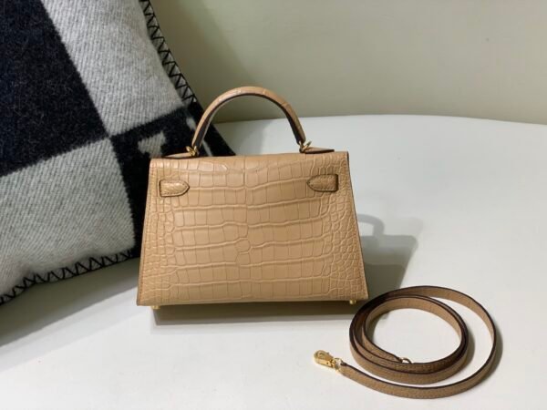 Full Handmade Mini Kelly 19CM 0M Chai Alligator Skin Gold Hardware