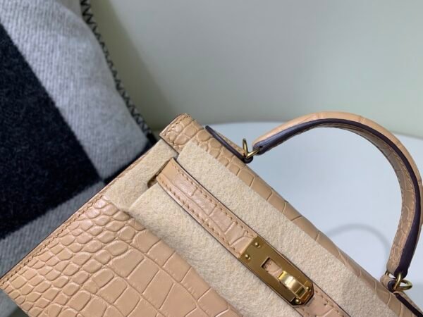 Full Handmade Mini Kelly 19CM 0M Chai Alligator Skin Gold Hardware