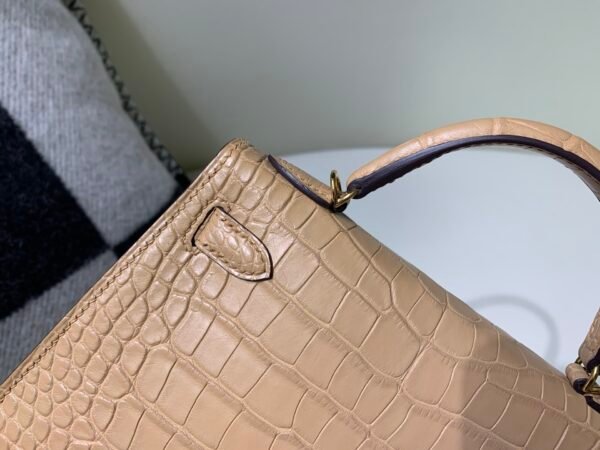 Full Handmade Mini Kelly 19CM 0M Chai Alligator Skin Gold Hardware