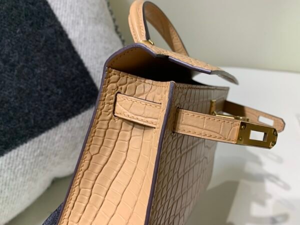 Full Handmade Mini Kelly 19CM 0M Chai Alligator Skin Gold Hardware