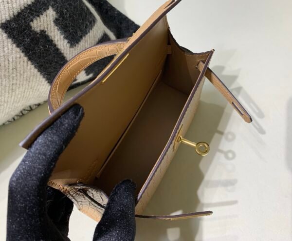 Full Handmade Mini Kelly 19CM 0M Chai Alligator Skin Gold Hardware