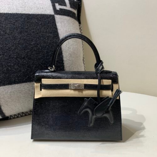 Full Handmade Kelly 25CM Lizard Leather 89 Nior Silver Hardware