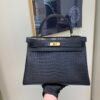 Top Quality Kelly 25CM CK37 Porosus Gold Hardware Matt crocodile leather