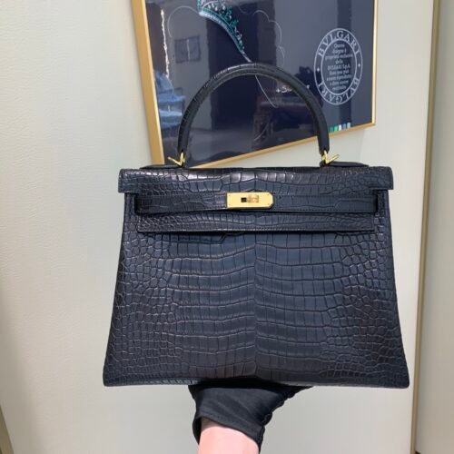 wsxc1757783340816_0 Top Quality Kelly 25CM CK37 Porosus Gold Hardware Matt crocodile leather