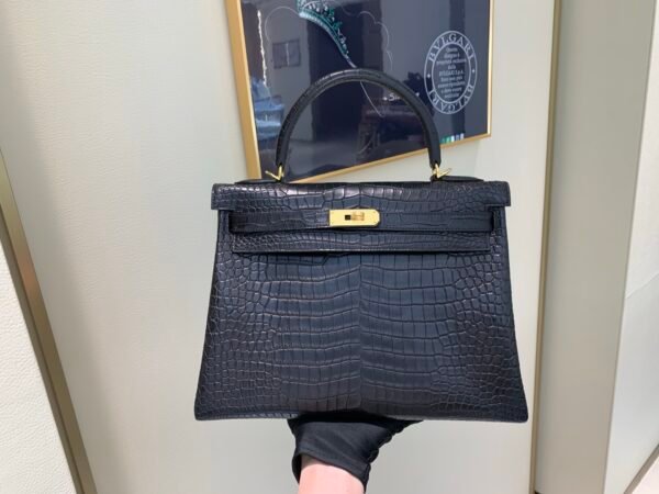 Top Quality Kelly 25CM CK37 Porosus Gold Hardware Matt crocodile leather