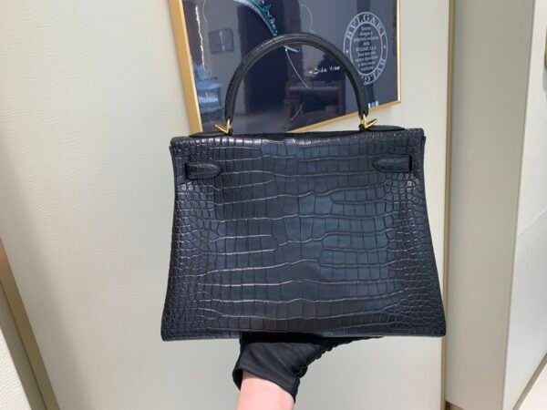 Top Quality Kelly 25CM CK37 Porosus Gold Hardware Matt crocodile leather