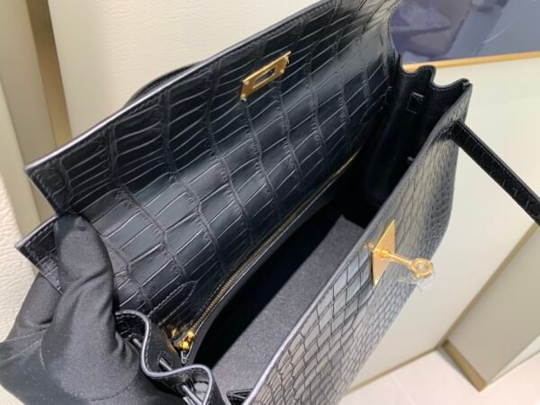 Top Quality Kelly 25CM CK37 Porosus Gold Hardware Matt crocodile leather