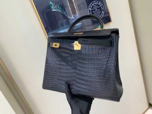 Top Quality Kelly 25CM CK37 Porosus Gold Hardware Matt crocodile leather