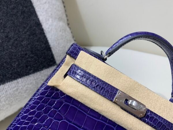 wsxc1759082489973_2 Mini Kelly 19CM M3 Blue Encre Alligator Skin Silver Hardware Full Handmade