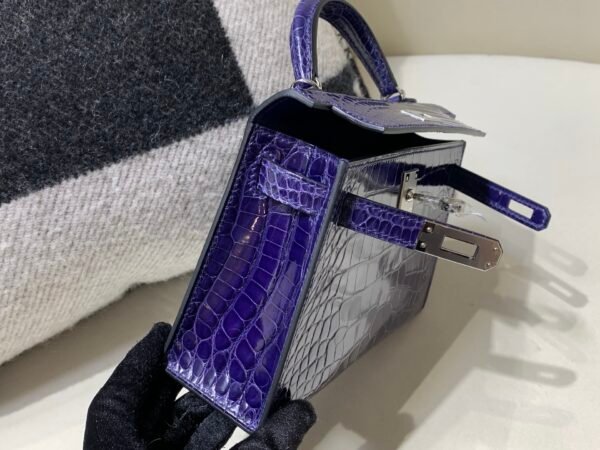 wsxc1759082490590_6 Mini Kelly 19CM M3 Blue Encre Alligator Skin Silver Hardware Full Handmade