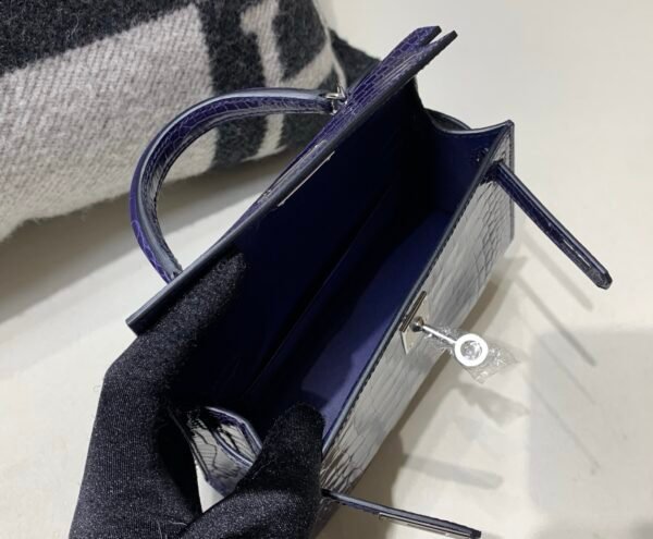 wsxc1759082490736_8 Mini Kelly 19CM M3 Blue Encre Alligator Skin Silver Hardware Full Handmade