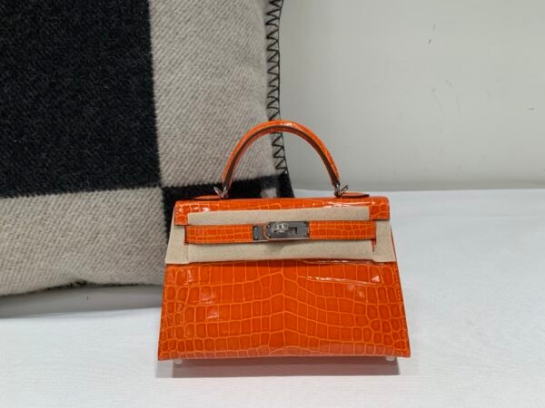 wsxc1759082494413_0 Top Handmade Mini Kelly 19CM Alligator Skin Gold Hardware 93 Orange