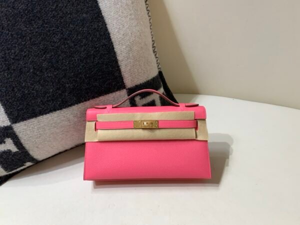8W Rose Azalee Global Sales Kelly Pochette 22CM Swift Leather Gold Hardware