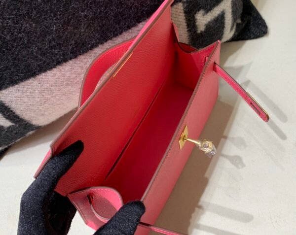 8W Rose Azalee Global Sales Kelly Pochette 22CM Swift Leather Gold Hardware