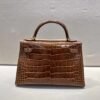 Mini Kelly 19CM Alligator Leather GRIS CAILLOU Gold Hardware